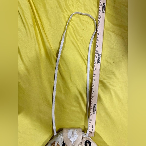 Vintage Sharif Patchwork Leather Shoulder Bag Cream Black Gold Made in USA - Picture 12 of 12